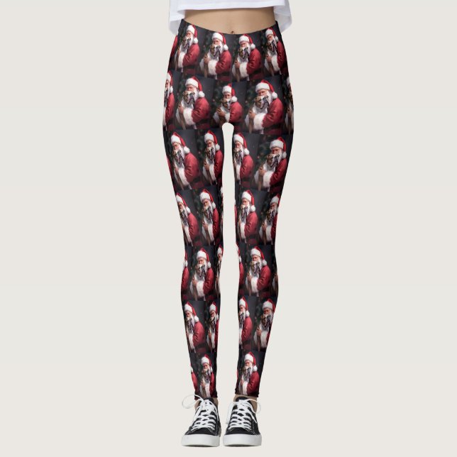 Leggings Pitbull Con Navidades Festividades De Santa Claus (Anverso)