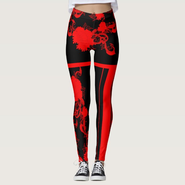 Leggings pivoine rouge (Anverso)