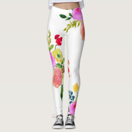 Leggings PixDezines acuarela floral/Ranunculus/Rosa