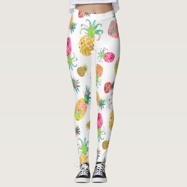 Leggings PixDezines Aloha Pineapples/DIY Color de gancho (Anverso)
