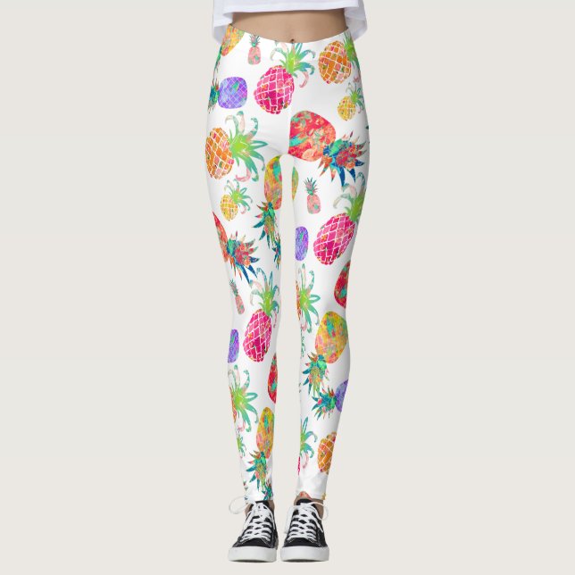 Leggings PixDezines Aloha Pineapples/DIY Color de gancho (Anverso)