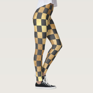 Leggings PixDezines DIY Color/ Falso Oro/ Patrón de cuadros