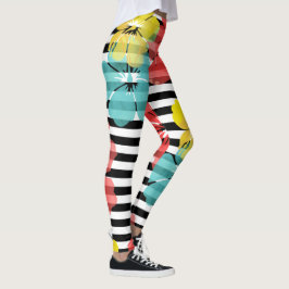 Leggings PixDezines Hibisco/Amarillo/Naranja/Agua/DIY Fondo