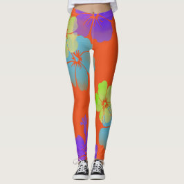 Leggings PixDezines Hibiscus/Lime/Purple/Aqua