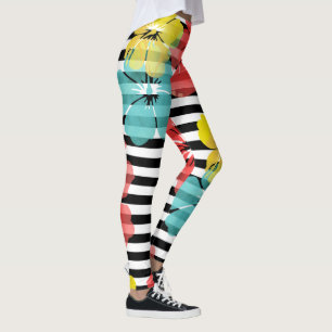 Leggings PixDezines Hibiscus/Yellow/Naranja/Aqua/DIY Bckgra