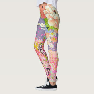 Leggings PixDezines Kimono/Peonías/Flores de Cerezo
