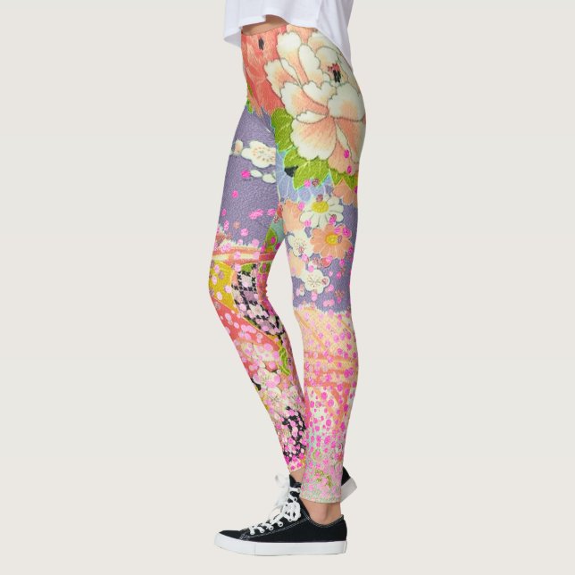 Leggings PixDezines Kimono/Peonies/Flores de cerezo (Izquierda)