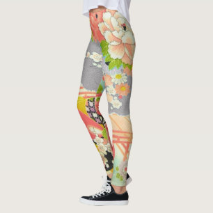 Leggings PixDezines Kimono/Peonies/Flores de cerezo