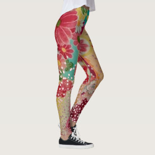 Leggings PixDezines Kimono/Peonies/Flores de cerezo
