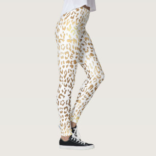 Leggings PixDezines Leopard Print/Gold Tone