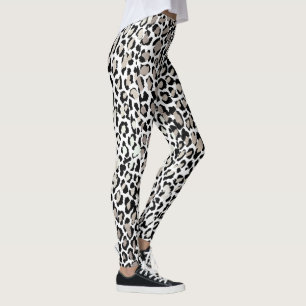 Leggings PixDezines Leopard Print/Silver Tone