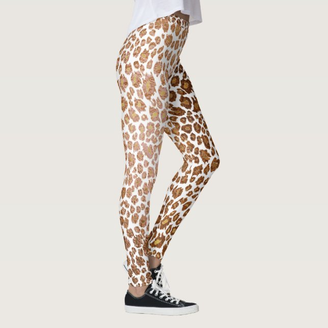 Leggings PixDezines Leopardo/Falso Metálico/Fondo de bricol (Derecha)