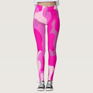 Leggings PixDezines Princess Camo, Flashy Hot Pink