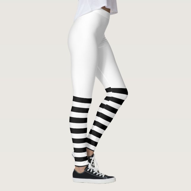 Leggings PixDezines Rayas Negras/Ajustable/Fondo DIY (Derecha)