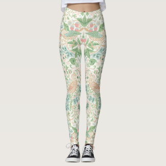 Leggings PixDezines William Morris Strawberry Thief Mint