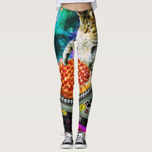 Leggings Pizza del gato de DJ del espacio