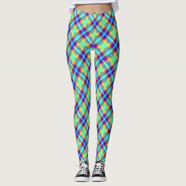 Leggings Placa de cinta morada azul verde amarillo (Anverso)