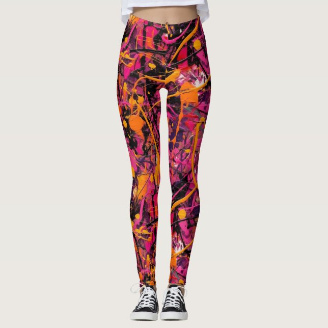 Leggings Placa de pintura abstracta (Anverso)