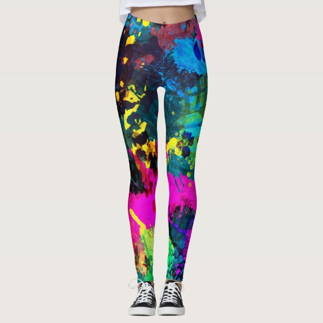 Leggings Placa de pintura colorida (Anverso)