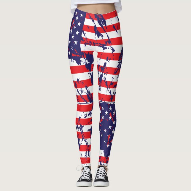 Leggings Placa de pintura de bandera estadounidense (Anverso)