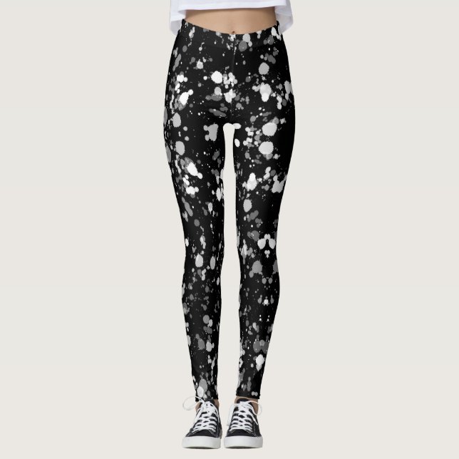 Leggings Placa de pintura en blanco y negro (Anverso)