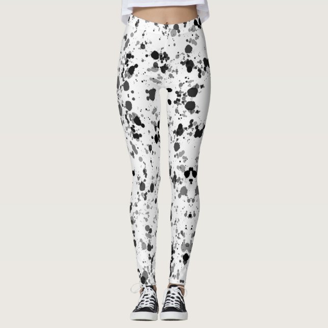 Leggings Placa de pintura en blanco y negro (Anverso)
