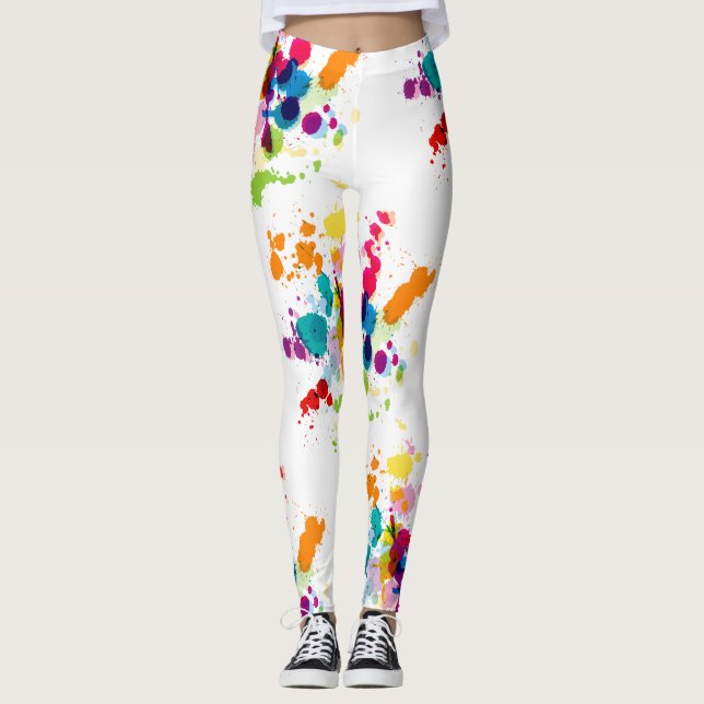 Leggings Placa de pintura multicolor en blanco (Anverso)