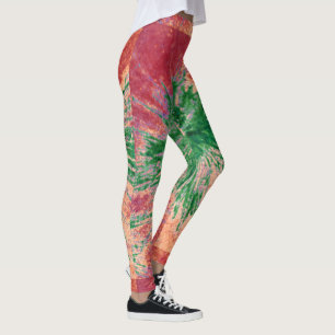 Leggings Placa de pintura roja, verde y Naranja