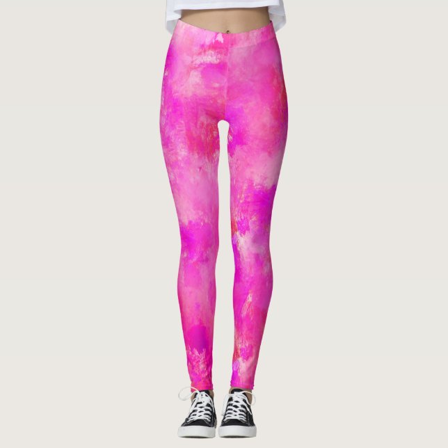 Leggings Placa de pintura rosa caliente (Anverso)