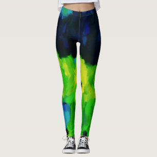 Leggings Placa de pintura verde azul