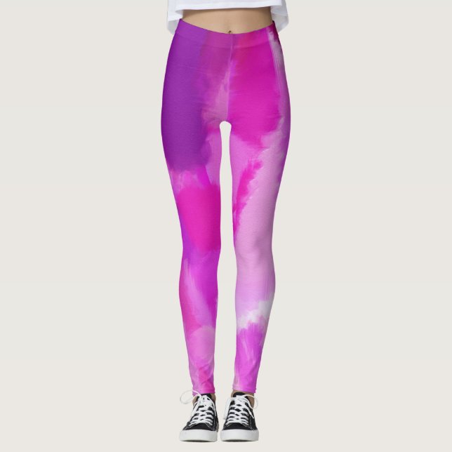 Leggings Placa de pintura violeta rosa (Anverso)