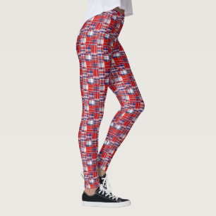 Leggings Placa estilo de trineo de Madras de la Marina Blan