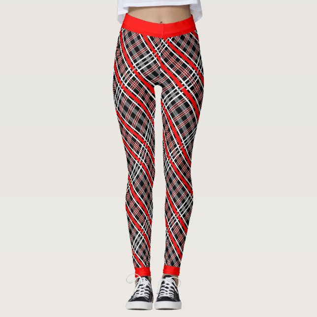 Leggings Placa tradicional - Blanco rojo negro (Anverso)