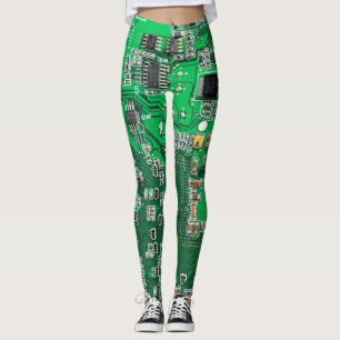 Leggings Placa verde del circuito del geek de la computador
