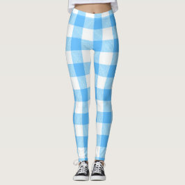 Leggings Plaid Celeste de Verano de Vida Lenta