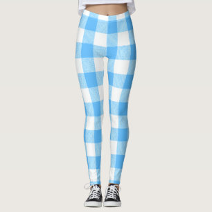 Leggings Plaid Celeste de Verano de Vida Lenta
