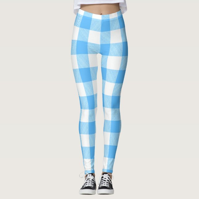 Leggings Plaid Celeste de Verano de Vida Lenta (Anverso)