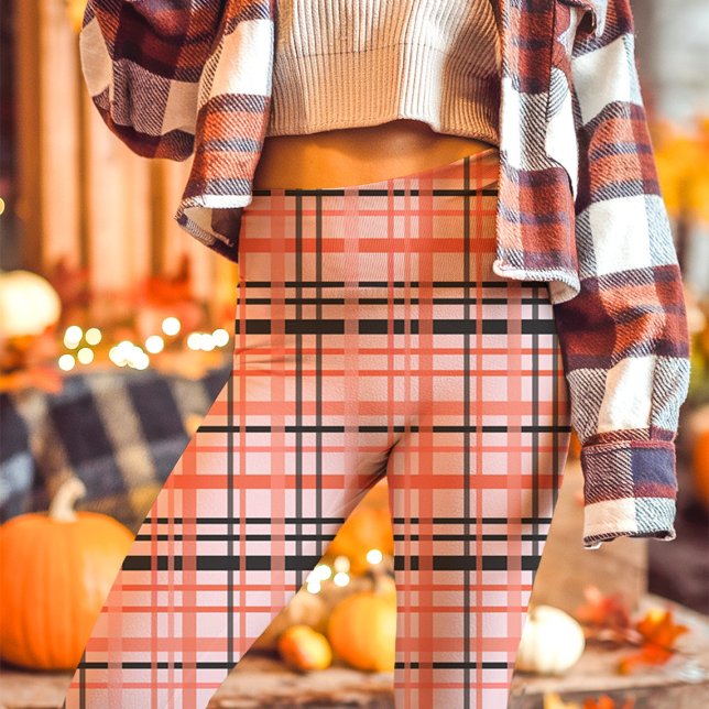 Leggings Plaid de Otoño Rosa, Naranja y Negro  (Subido por el creador)