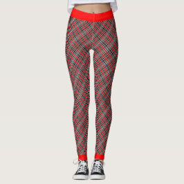 Leggings PLAID Escocés Rojo, Blanco y Negro No Convencional