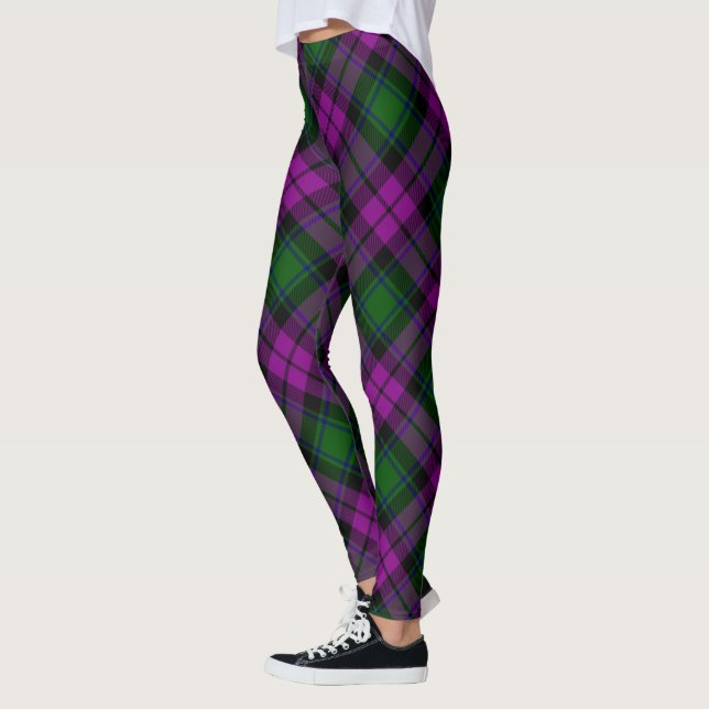 Leggings Plaid Moderno Fuchsia Púrpura y Verde (Izquierda)
