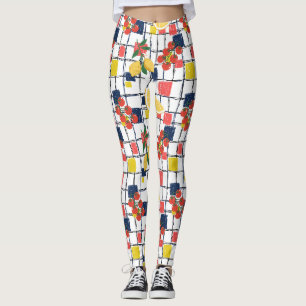Leggings Plaids de limones y tomates mediterráneos