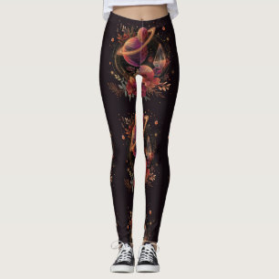 Leggings Planeta Anillado de Cristal Cósmico Arte de Fantas