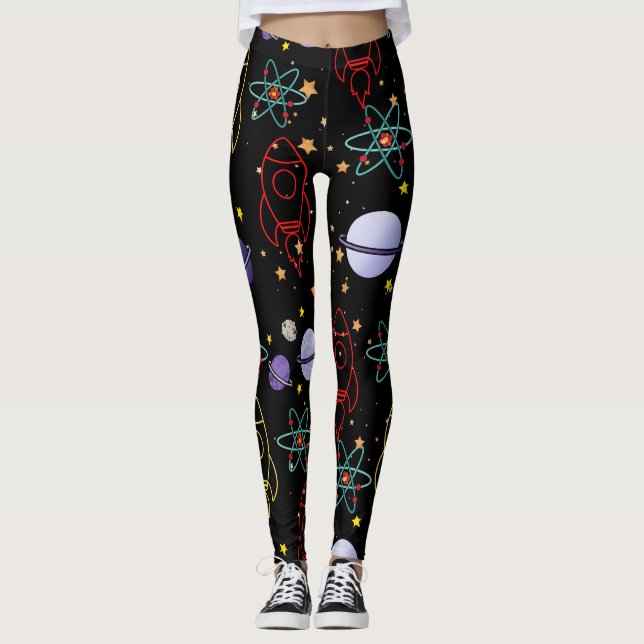 Leggings Planetas, estrellas y buques de cohetes (Anverso)
