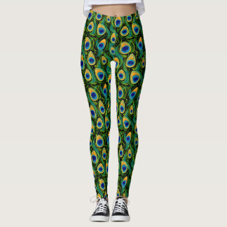 Leggings Plano de impresión de animales de piel de pavo rea