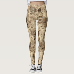 Leggings Planos mecánicos retro sepia marrón