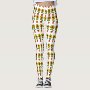 Leggings Planta de girasol de Kawaii en una olla