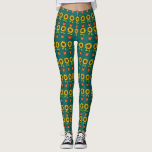 Leggings Planta de girasol de Kawaii en una olla