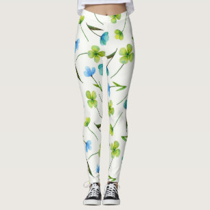 Leggings Plantas acuarelas: Patrón floral sin foco.