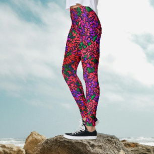 Leggings Plantas Botánicas Florales Acuarela Coloridas Artí