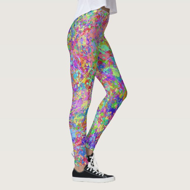 Leggings Plantas de pintura divertidas multicolores (Derecha)